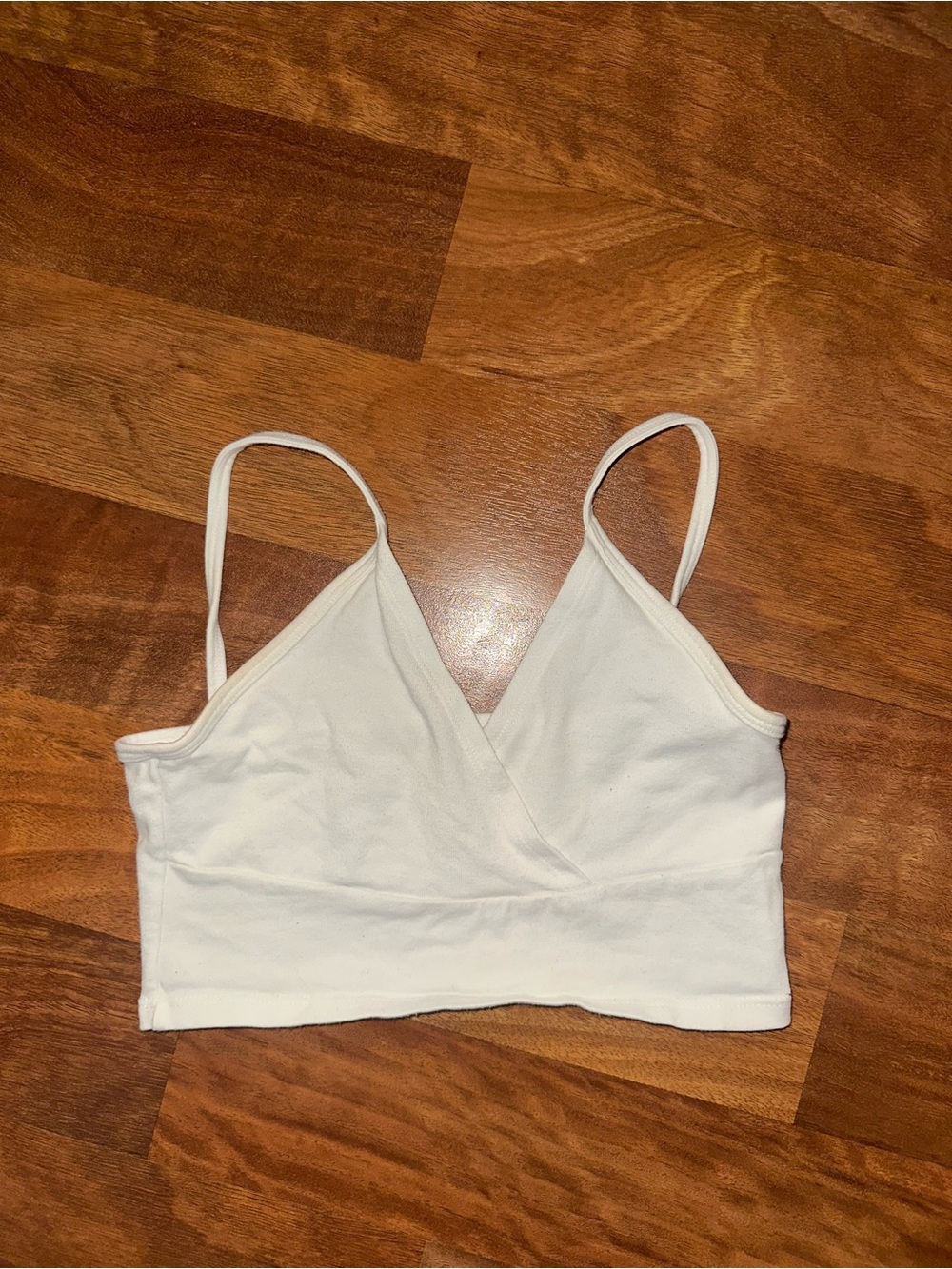 White Brandy Melville Amara V-Neck Top with Thin Straps
